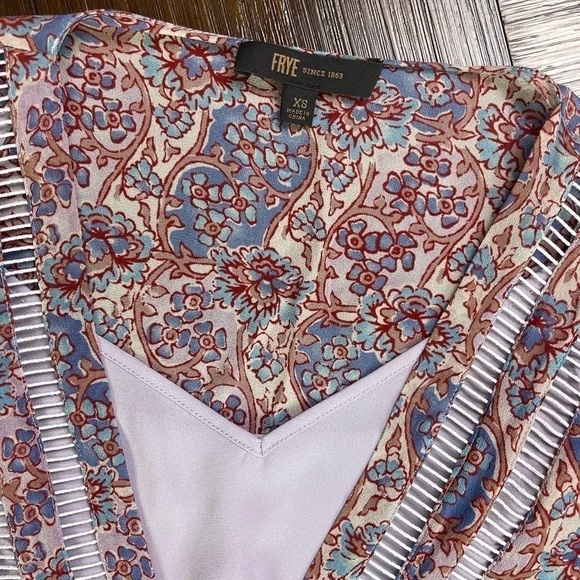Frye Violet Dusk Paisley Floral Peasant Top Size XS - Picture 5 of 11